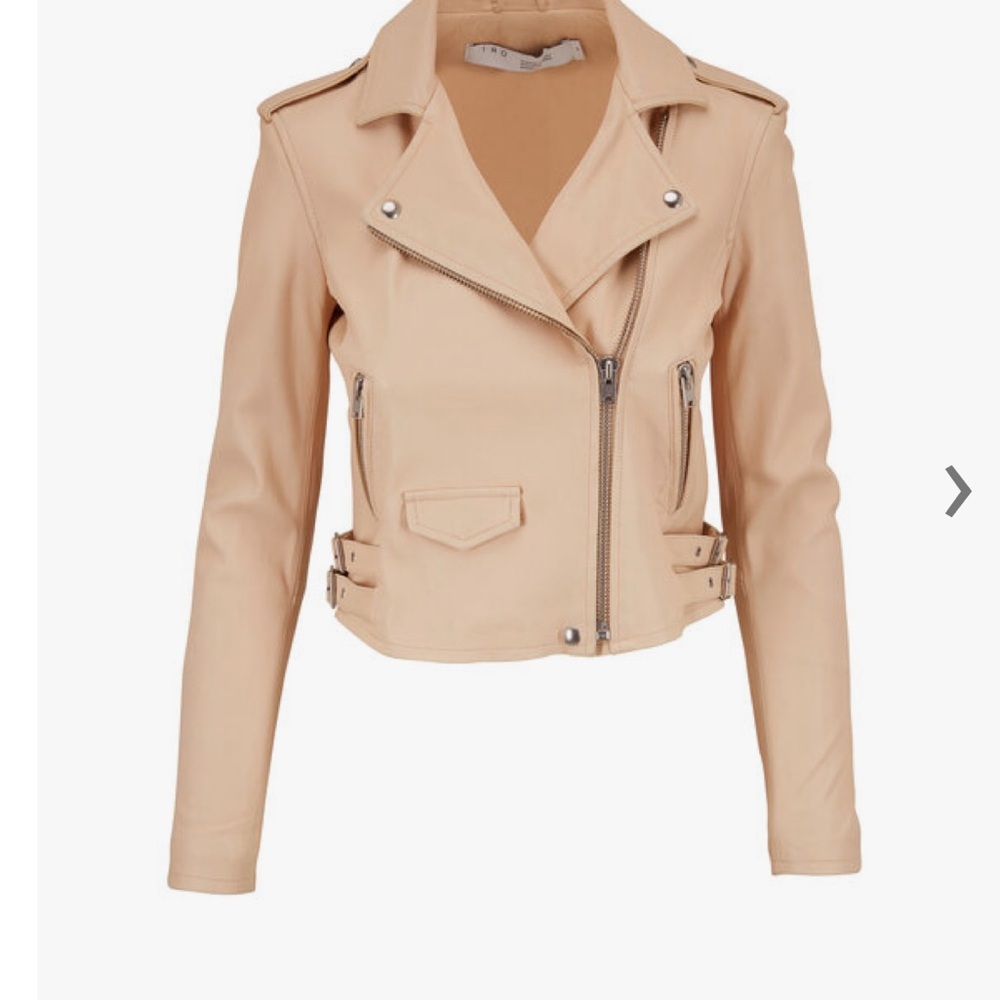IRO Ashville  Natural Lamb Leather Moto Jacket light pink size 34(2)